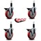 Service Caster 5'' Red Poly Swivel 1-1/8'' Expanding Stem Caster Set with Brake, 4PK SCC-EX20S514-PPUB-RED-PLB-118-4 - alternate 2